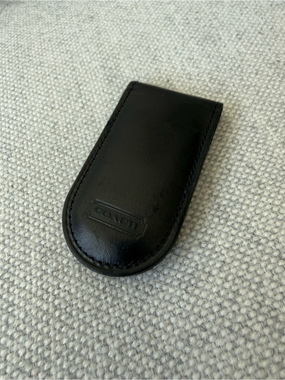 Coach Lea Money Clip Men's Vintage Black Leather Magnetic
